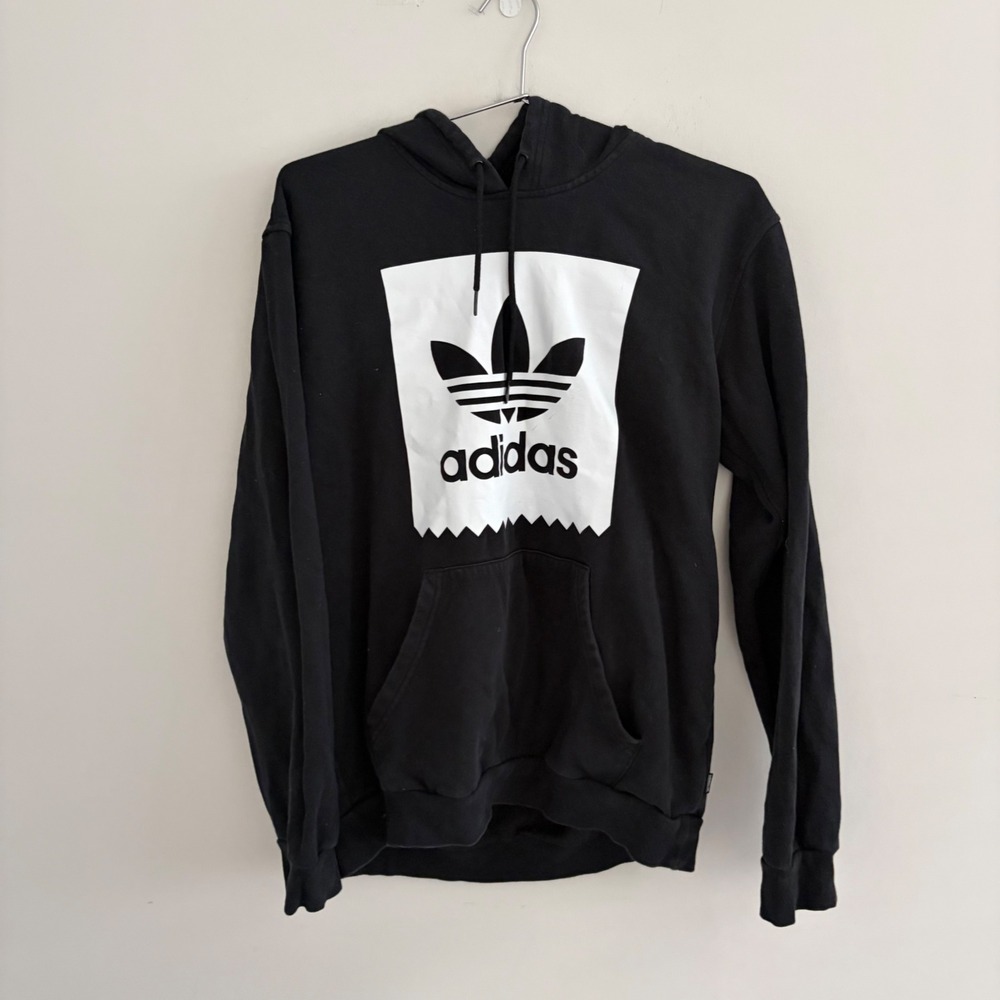 Adidas Originals Mens Trefoil Logo Hoodie Black White Medium Pullover